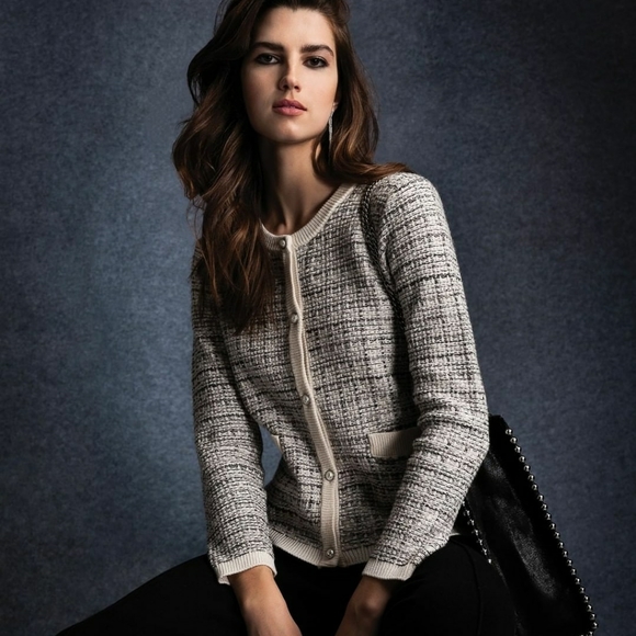 Alison Sheri Sweaters - Tweed Cardigan Sweater